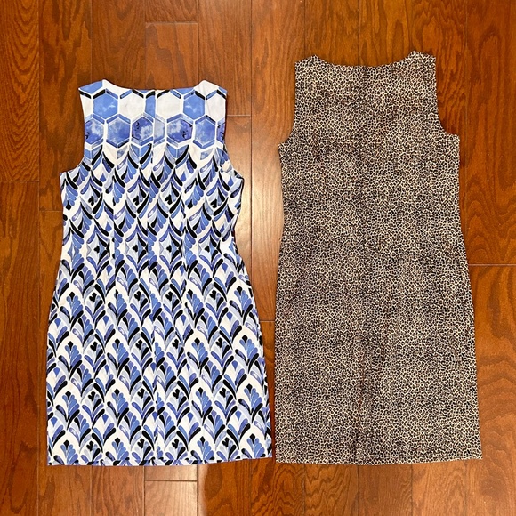 Lot of 2 tank shift dresses geometric and animal print AGB professional office - Picture 3 of 7